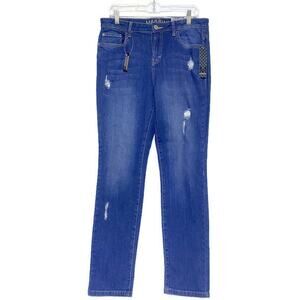 Massini Blue Jeans Women's Size 10 Skinny Mid-Rise Skinny Leg Opening Distressed